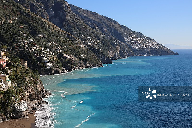 阿马尔菲海岸线和萨莱诺湾，意大利坎帕尼亚图片素材