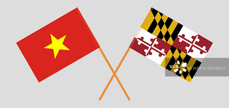 越南与马里兰州交叉旗帜图片素材