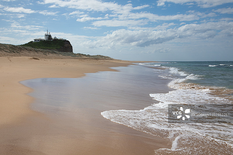 诺比斯灯塔，纽卡斯尔，新南威尔士州，澳大利亚图片素材