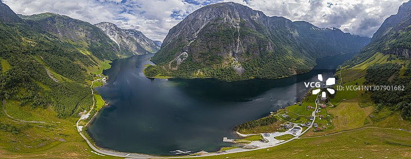 挪威松恩峡湾，奥兰航拍图片素材