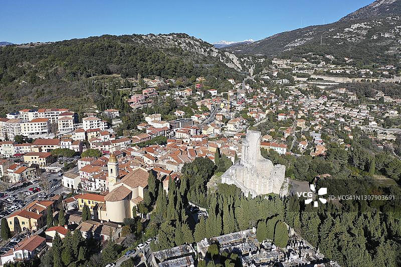 法国滨海阿尔卑斯省航拍景观图片素材