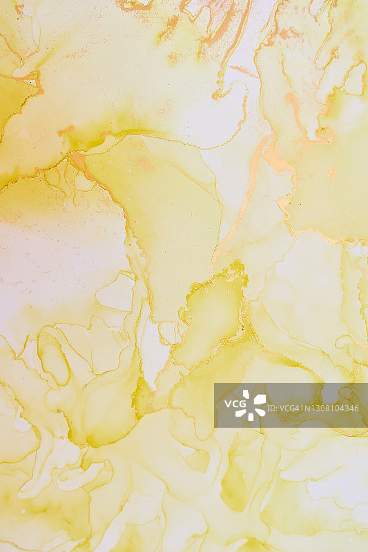 天然黄色奢华抽象流体酒精墨水画图片素材