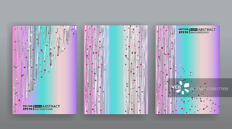 全息抽象页面模板集：复古潮流故障风，霓虹灯和柔和的渐变色图片素材