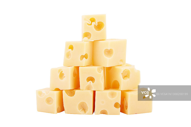 白色背景上的奶酪块图片素材