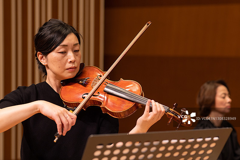 音乐家古典音乐会演奏小提琴和钢琴图片素材