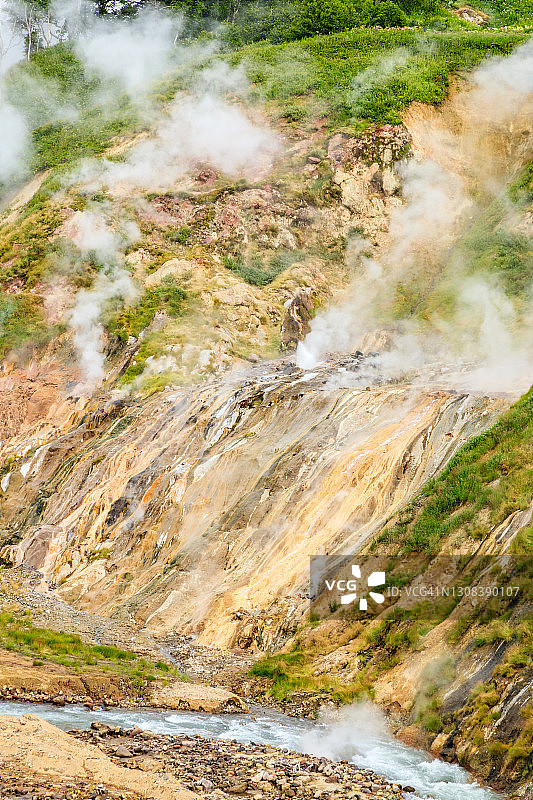 俄罗斯堪察加半岛的间歇泉山谷图片素材