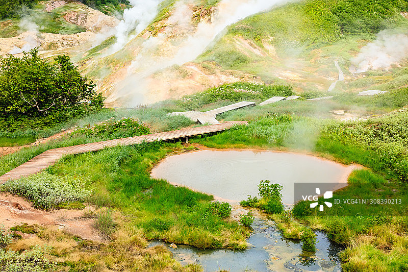 俄罗斯堪察加半岛的间歇泉山谷图片素材