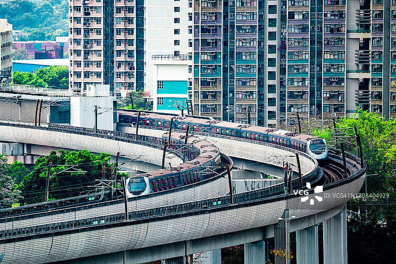 香港元朗区铁路线景色图片素材