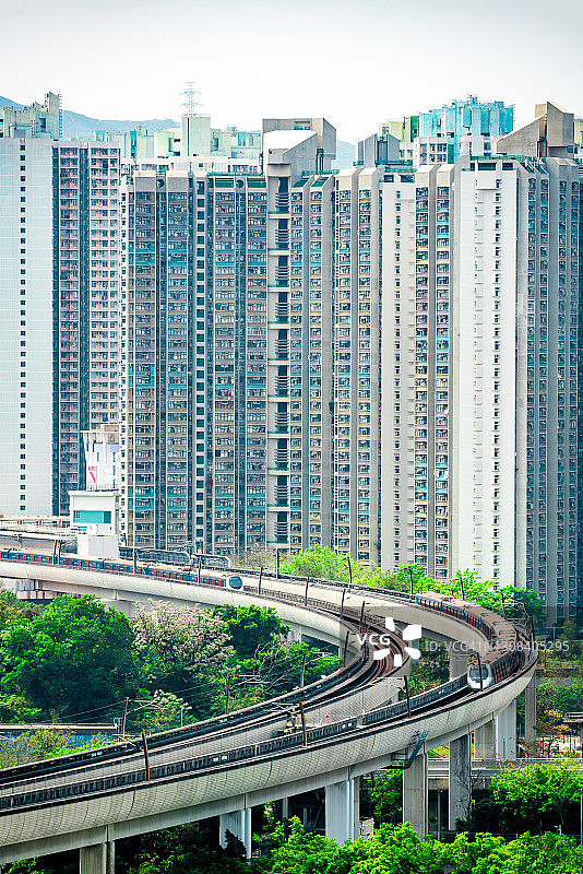 香港元朗区铁路线景色图片素材