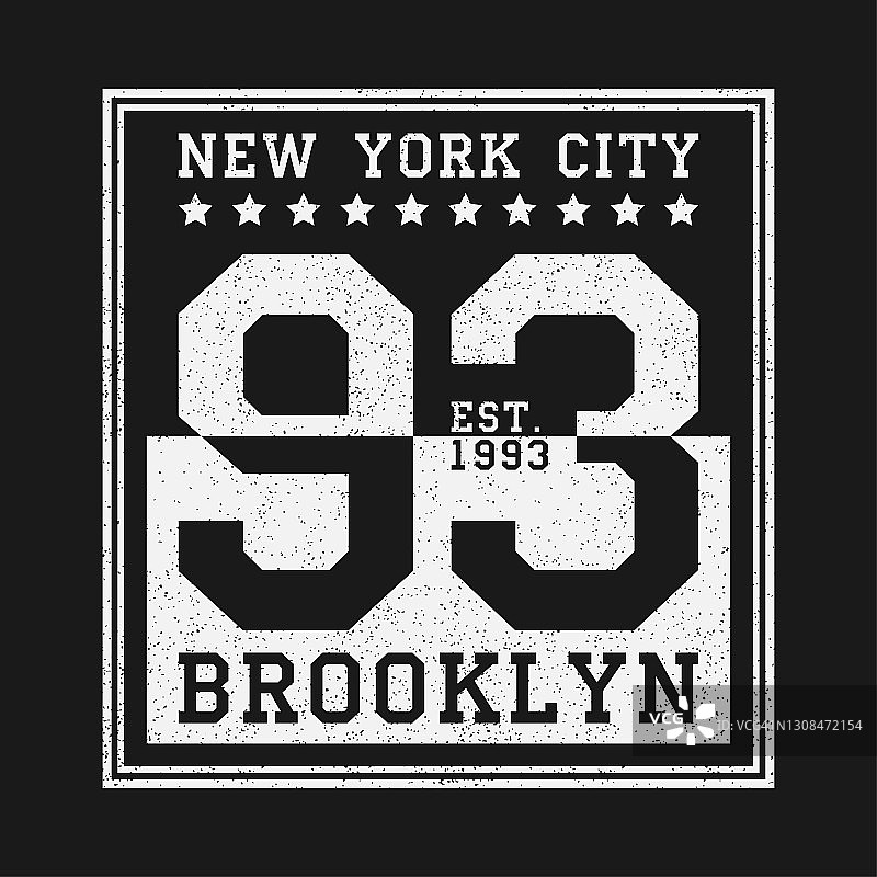 纽约城市T恤原创排版设计，布鲁克林风格印花矢量素材图片素材