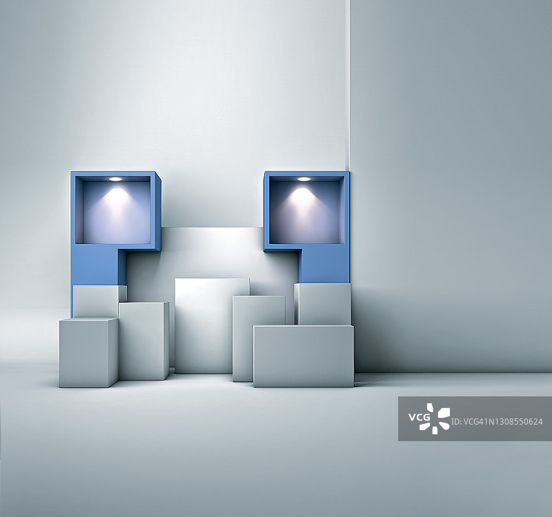 室内展示架展览盒照明3D图片素材