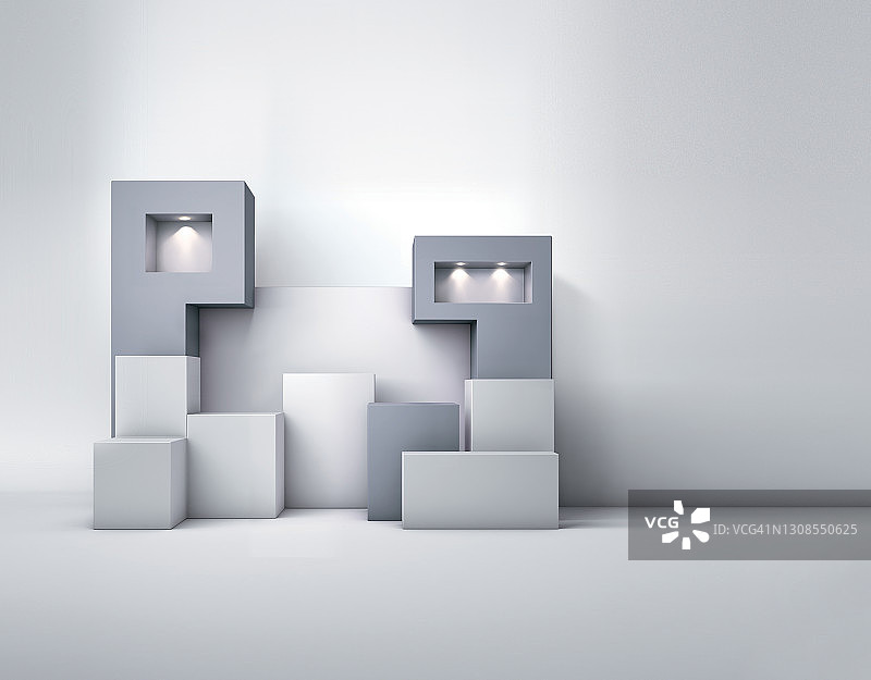 室内展示架展览盒照明3D图片素材