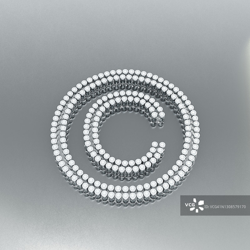 由许多药瓶排列而成的版权符号图片素材