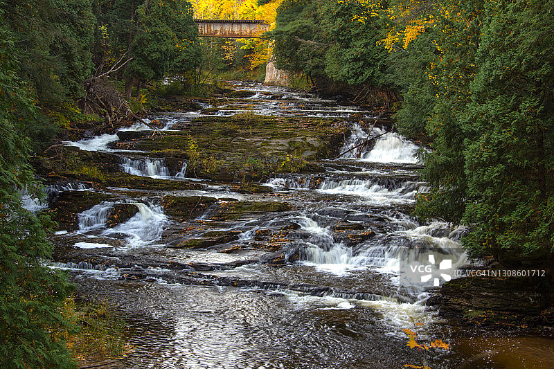 密歇根州北部瀑布景观图片素材