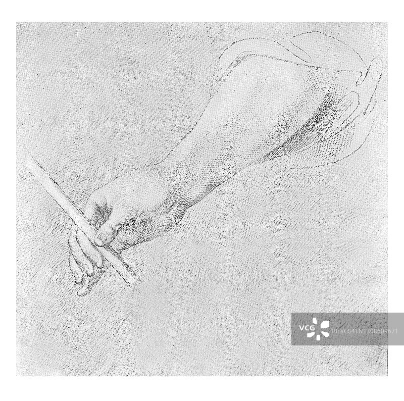 素描手 - 学习绘画的古老雕刻插图图片素材