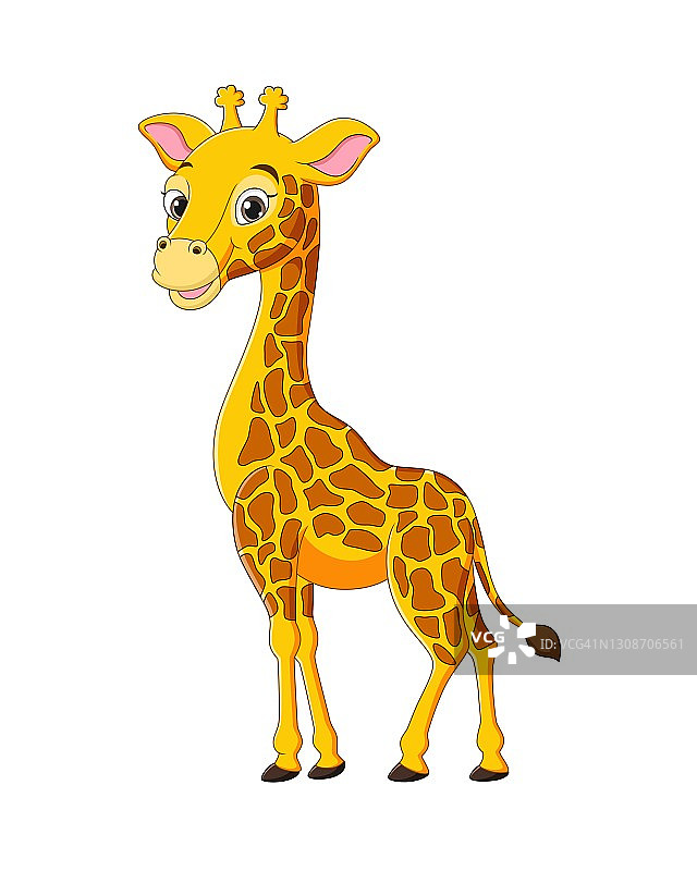 白色背景上的可爱长颈鹿卡通图片素材