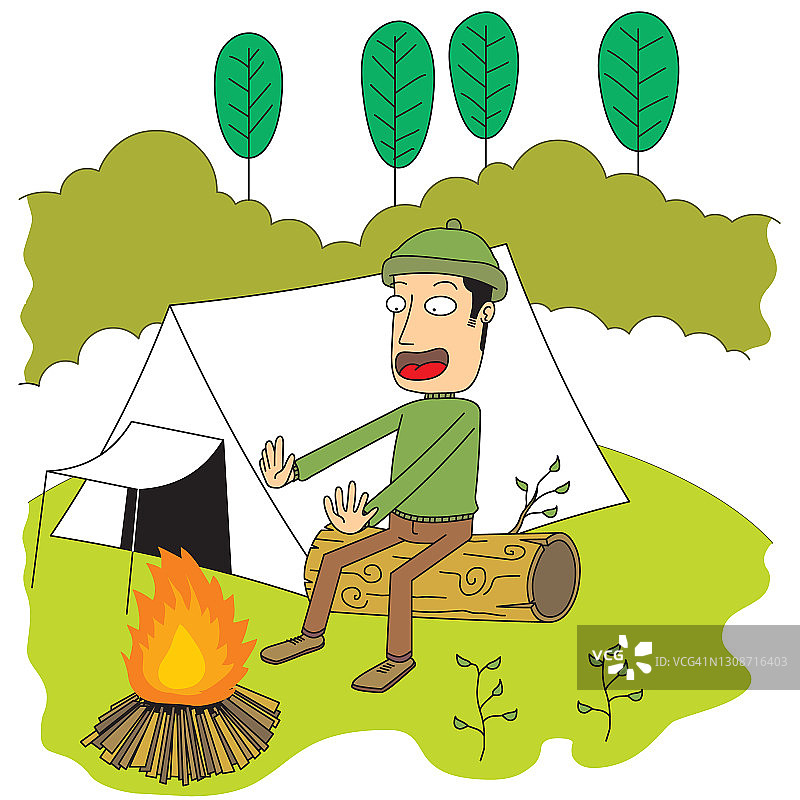 男人独自露营图片素材