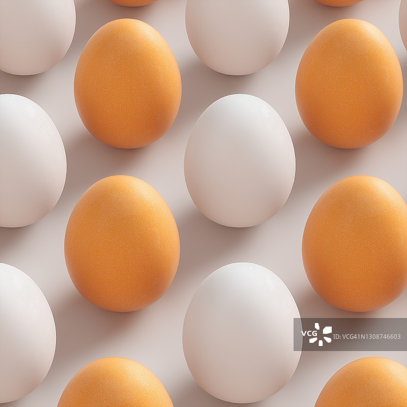 白色背景棕色生鸡蛋特写3D波普艺术渲染插图图片素材