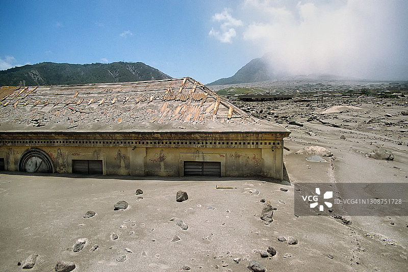 蒙特塞拉特首府普利茅斯的摧毁图片素材