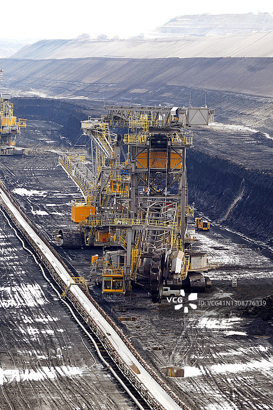 褐煤矿中的斗轮挖掘机图片素材