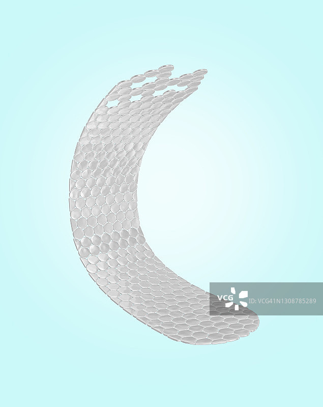 六边形透明曲线气囊盖玻璃3D模型图片素材