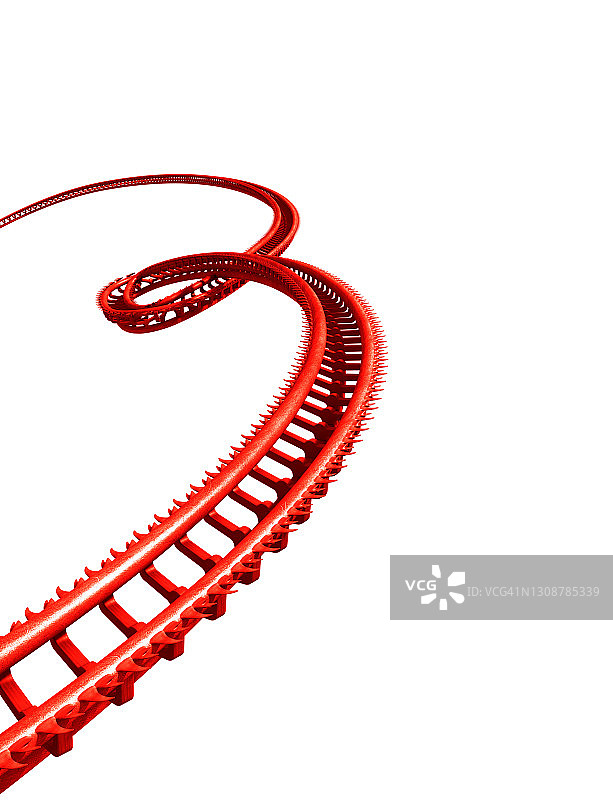 过山车轨道数字3红色曲线3D图片素材