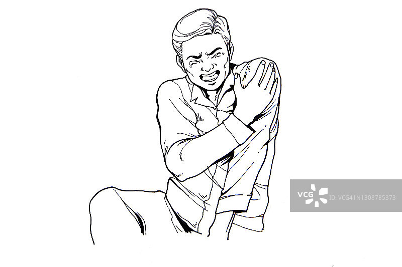 疼痛肌肉酸痛流泪插画图片素材