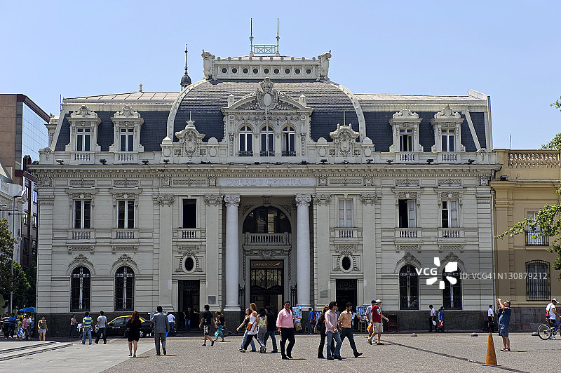 智利圣地亚哥武器广场上的科雷奥中央邮局图片素材