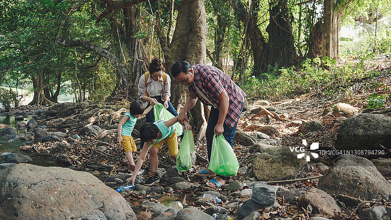 从河中清理垃圾图片素材