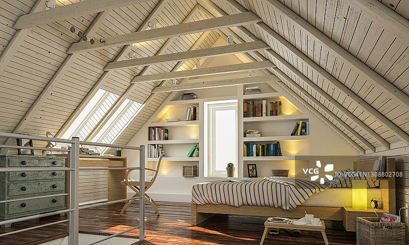 阁楼顶楼卧室图片素材