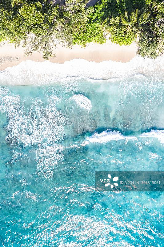 塞舌尔塔卡马卡海滩马埃岛天堂般的海景鸟瞰图图片素材