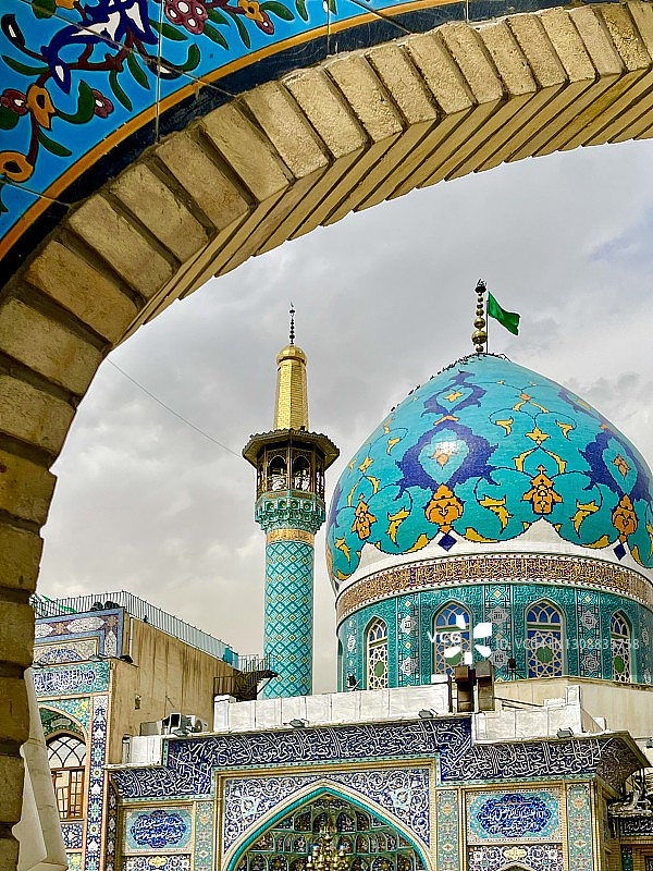 德黑兰哈拉姆建筑群和伊玛目萨利赫神社的瓷砖图片素材