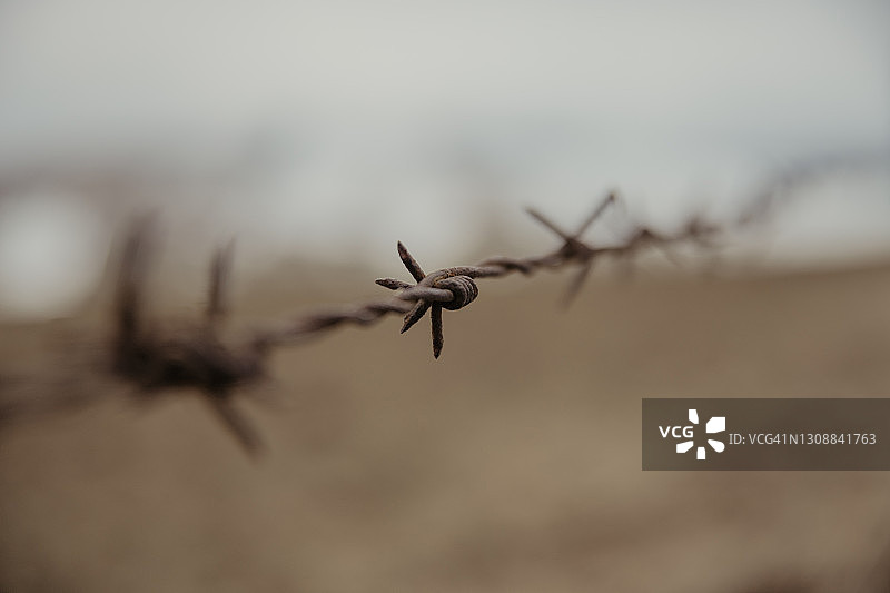 战壕和带刺铁丝网图片素材