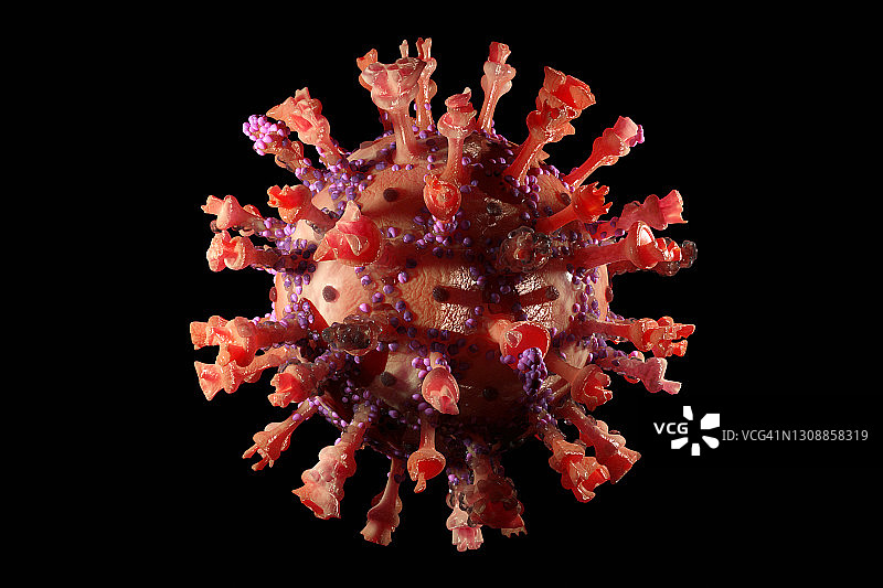 COVID-19病毒细胞三维渲染图片素材