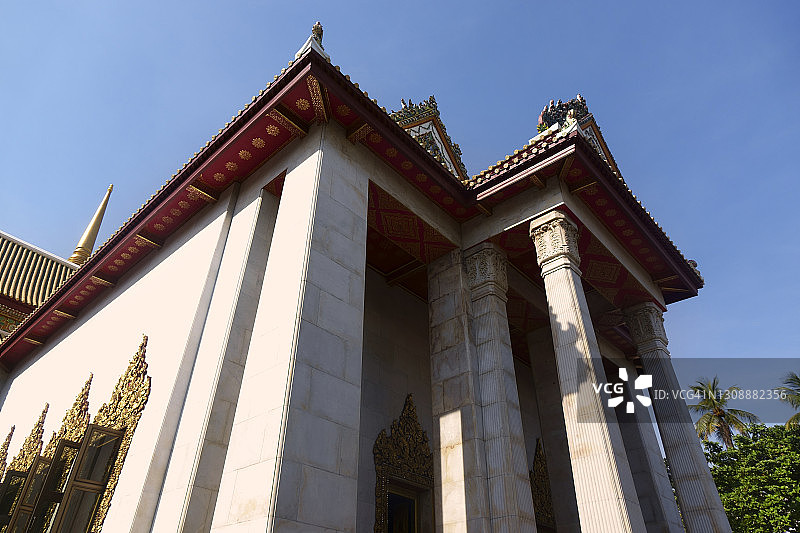 曼谷波稳尼เวศวิหาร寺的建筑外观特写图片素材