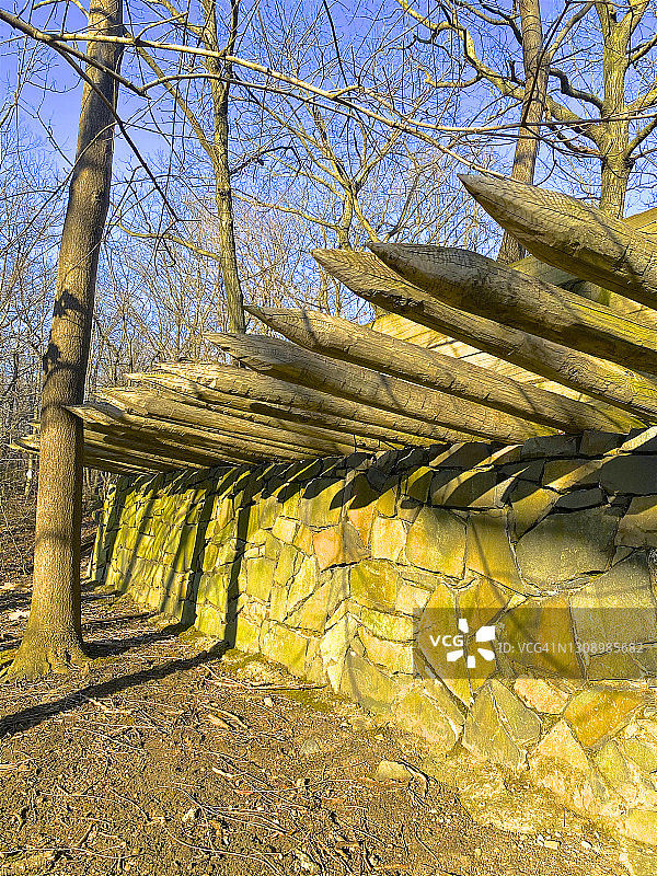李堡炮台的木钉图片素材