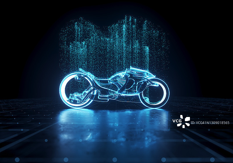 未来主义发光电动自行车概念图片素材