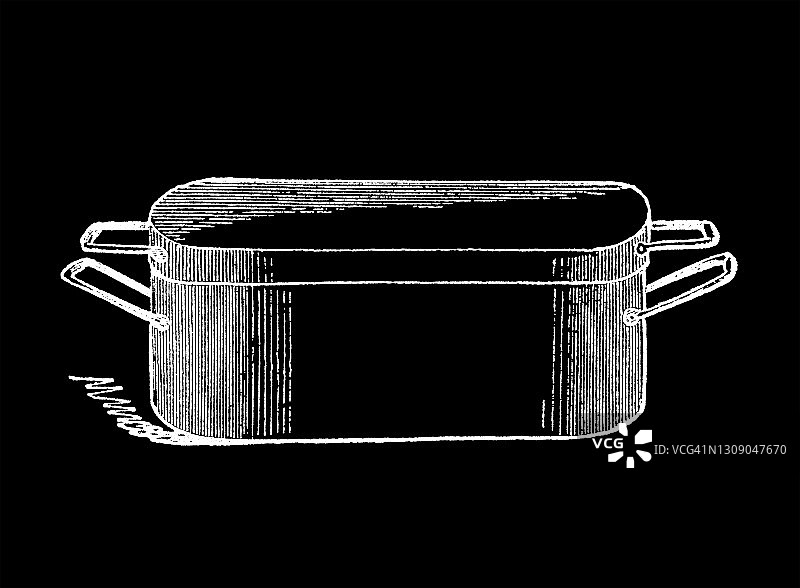 古代食谱烹饪用具铜鱼壶雕刻插图图片素材