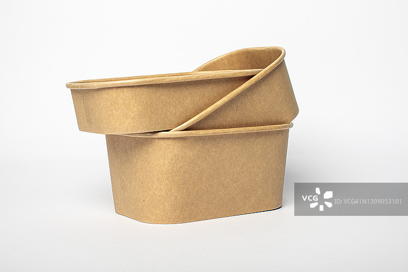 白色背景上的棕色纸质包装纸板盒可回收包装合集图片素材