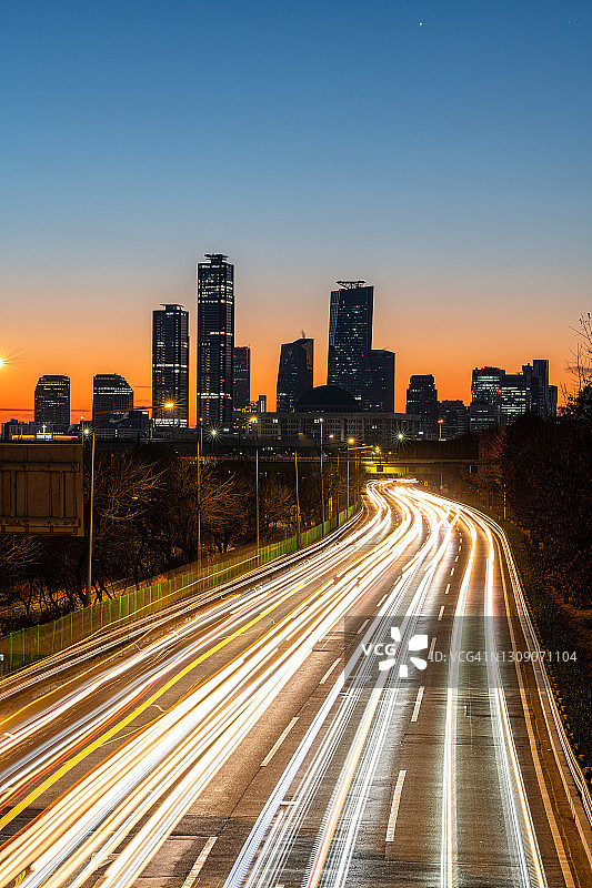 韩国首尔仙游岛公园夜景图片素材