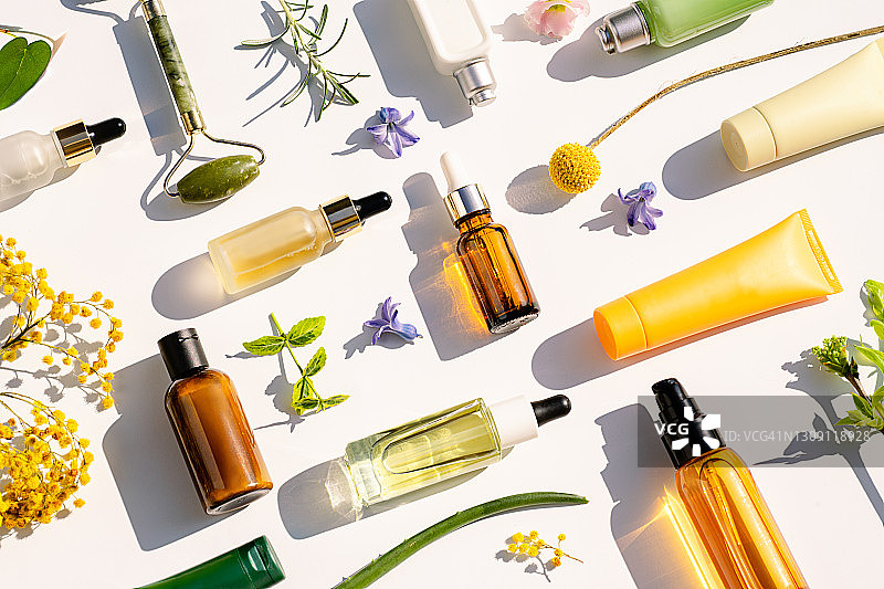 天然化妆品和身体面部护理拼贴图片素材