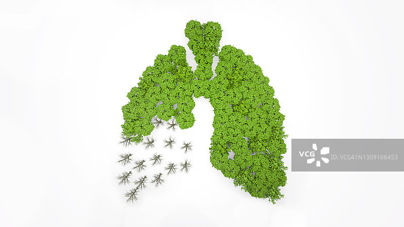 绿色树木构成的肺部标志，部分缺失图片素材