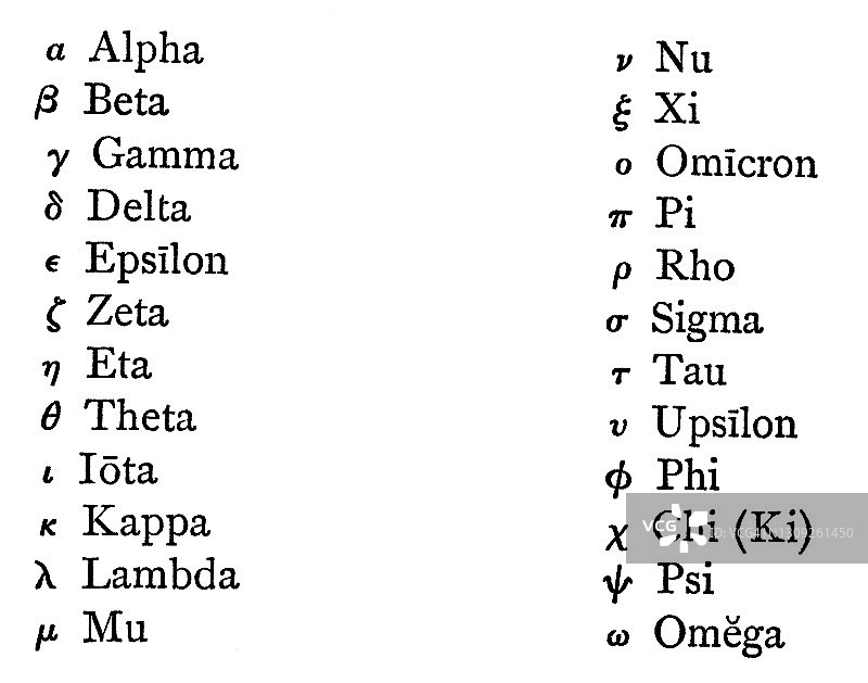 希腊字母复古雕刻插图图片素材