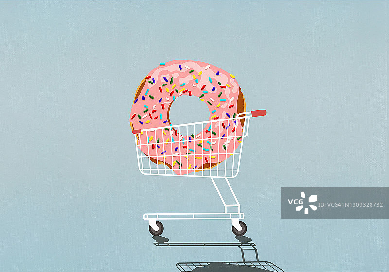 购物车里的大号甜甜圈图片素材