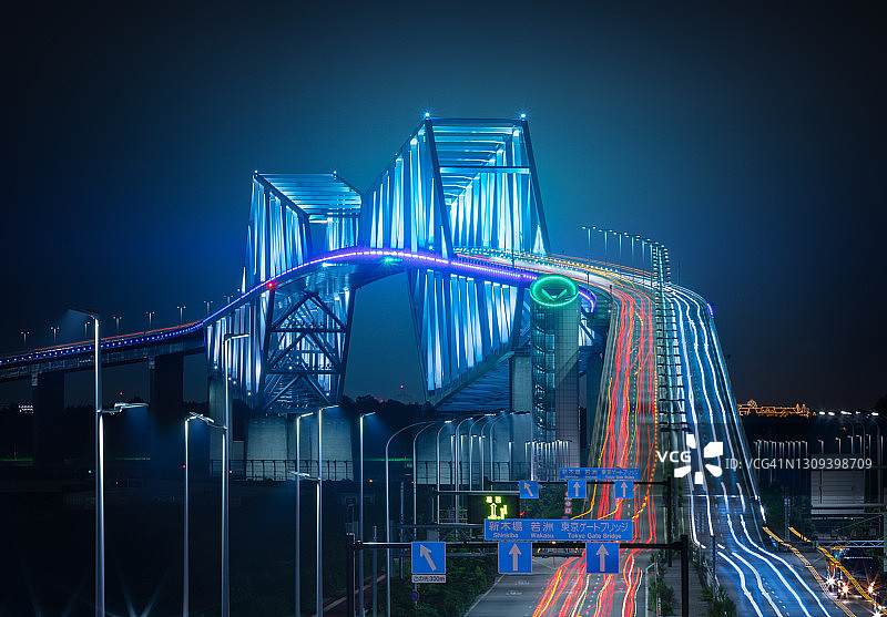 东京 gate 大桥深夜景色图片素材