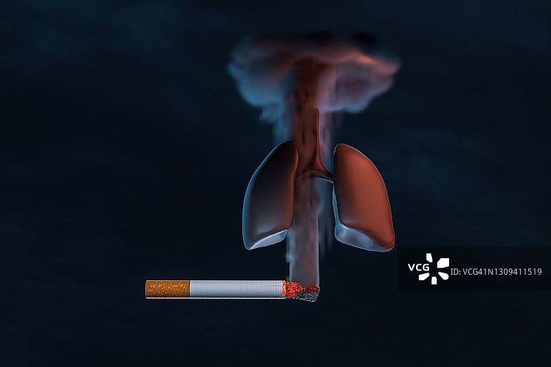 吸烟使肺部变黑：上瘾损害内脏图片素材