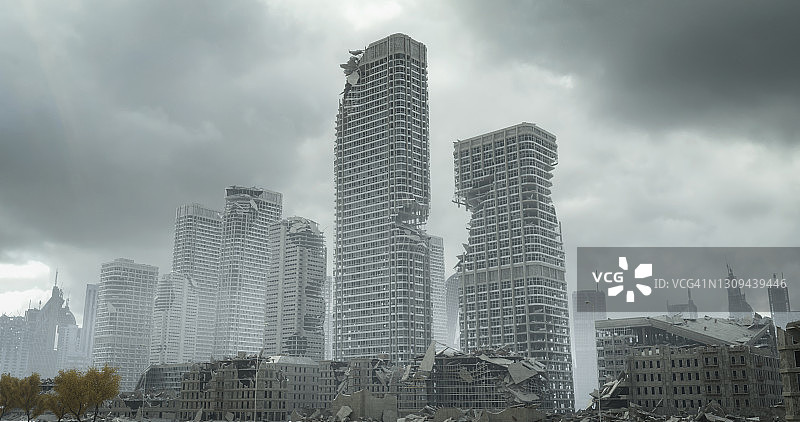 被摧毁的大都市图片素材