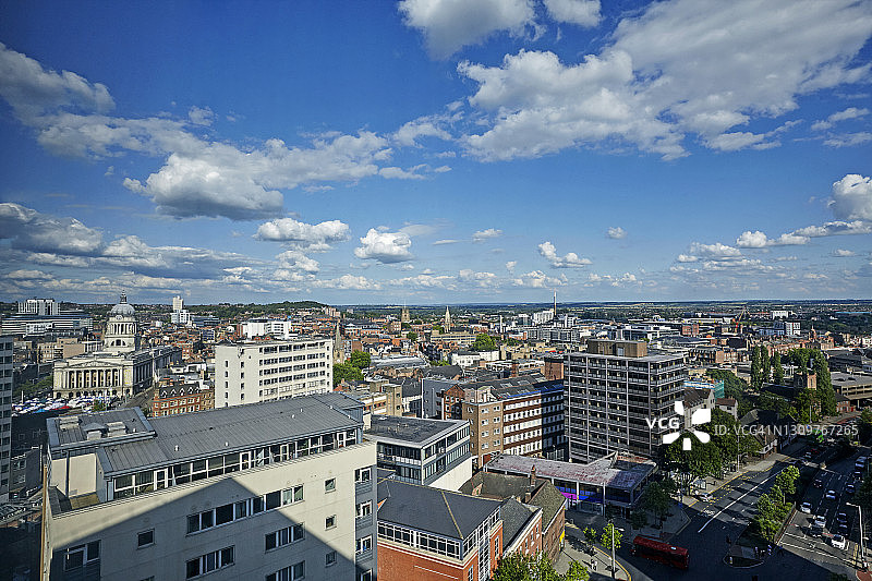 诺丁汉市天际线鸟瞰图片素材