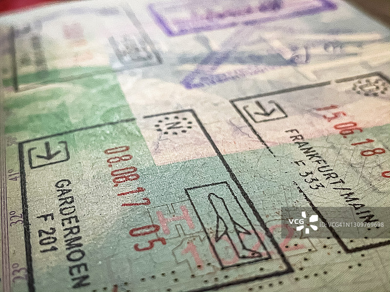 法兰克福入境章的护照特写图片素材