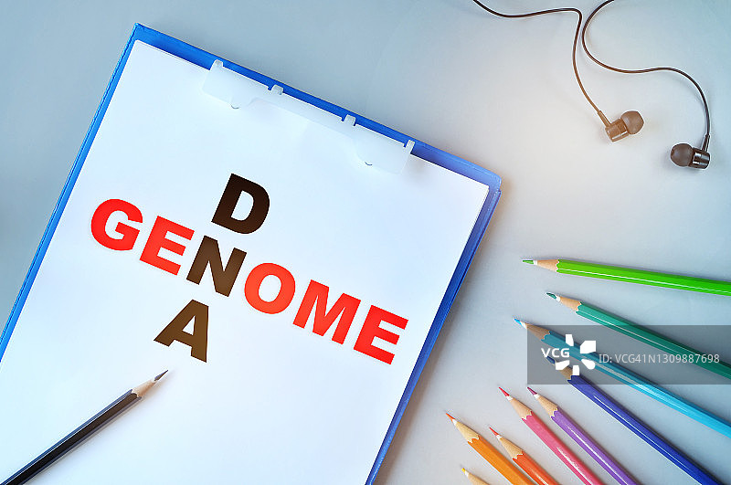 纸上基因组DNA彩色铅笔书写图片素材